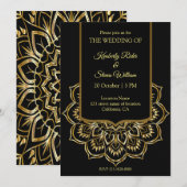 Elegant Black and Gold Wedding Kaart (Voorkant / Achterkant)