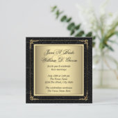 Elegant Black and Gold Wedding Kaart (Staand voorkant)