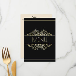 Elegant Black and Gold Wedding Menu