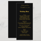 Elegant Black and Gold Wedding Menu Card (Voorkant / Achterkant)