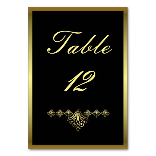 Elegant Black and Gold Wedding Number 12 Kaart (Achterkant)