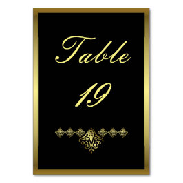 Elegant Black and Gold Wedding Number 19 Kaart
