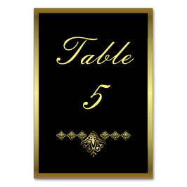 Elegant Black and Gold Wedding Number 5 Kaart