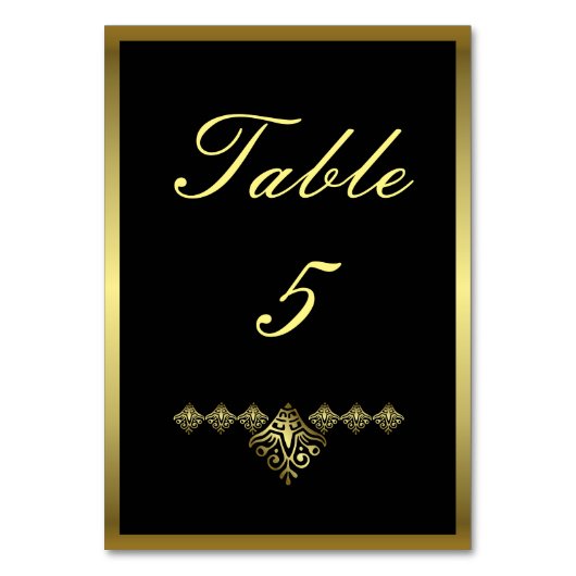 Elegant Black and Gold Wedding Number 5 Kaart (Voorkant)