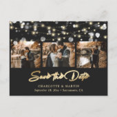 Elegant Black and Gold Wedding Photo Save the Date Aankondigingskaart (Voorkant)
