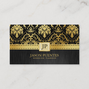Elegant Black and Gold Wedding Planner Visitekaartje