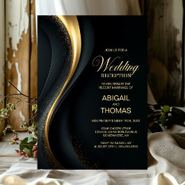 Elegant Black and Gold Wedding Reception Kaart