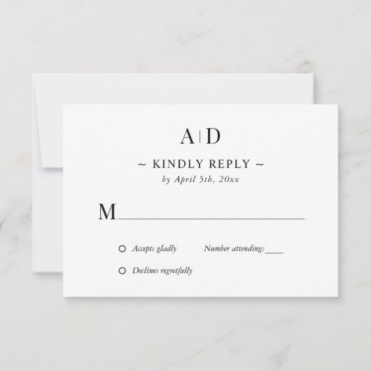 Elegant Black and Gold Wedding Response Kaart (Achterkant)