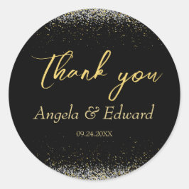 Elegant Black and Gold Wedding Ronde Sticker
