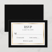 Elegant Black and Gold Wedding RSVP Kaart (Voorkant / Achterkant)