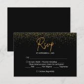 Elegant Black and Gold Wedding RSVP Kaartje (Voorkant / Achterkant)