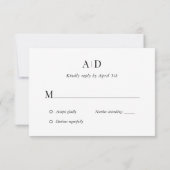 Elegant Black and Gold Wedding RSVP Kaartje (Achterkant)