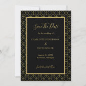 Elegant Black and Gold Wedding Save The Date (Voorkant)
