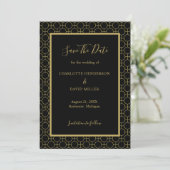 Elegant Black and Gold Wedding Save The Date (Staand voorkant)