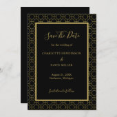 Elegant Black and Gold Wedding Save The Date (Voorkant / Achterkant)