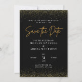 Elegant Black and Gold Wedding Save The Date (Voorkant)
