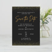 Elegant Black and Gold Wedding Save The Date (Staand voorkant)
