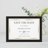 Elegant Black and Gold Wedding Save The Date (Staand voorkant)
