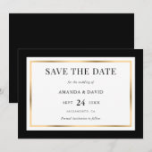 Elegant Black and Gold Wedding Save The Date (Voorkant / Achterkant)