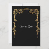 Elegant black and gold wedding save the date aankondiging (Achterkant)