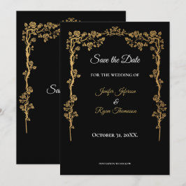 Elegant black and gold wedding save the date aankondiging