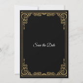 Elegant black and gold wedding save the date aankondiging (Achterkant)