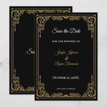 Elegant black and gold wedding save the date