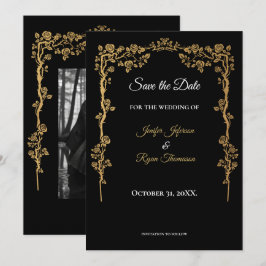 Elegant black and gold wedding save the date aankondiging