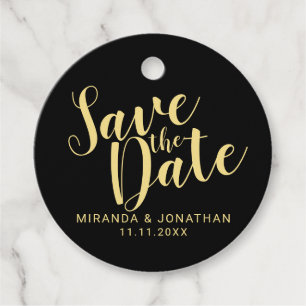 Elegant Black and Gold Wedding Save the Date Bedankjes Labels