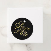 Elegant Black and Gold Wedding Save the Date Bedankjes Labels (In situ)