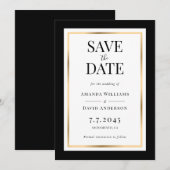 Elegant Black and Gold Wedding Save the Date Kaart (Voorkant / Achterkant)