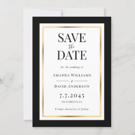 Elegant Black and Gold Wedding Save the Date Kaart