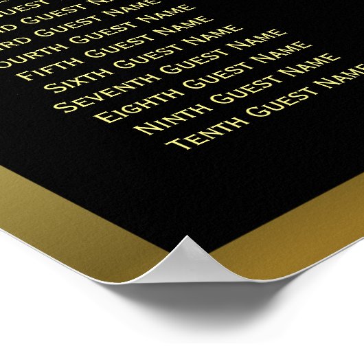Elegant Black and Gold Wedding Seating Chart Poster (Hoek)