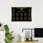 Elegant Black and Gold Wedding Seating Chart Poster (Thuiskantoor)