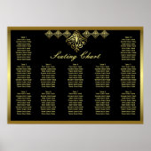 Elegant Black and Gold Wedding Seating Chart Poster (Voorkant)