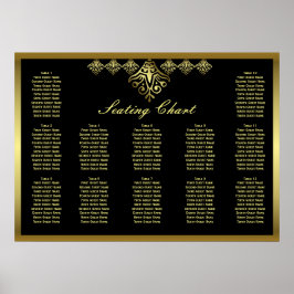 Elegant Black and Gold Wedding Seating Chart Poster