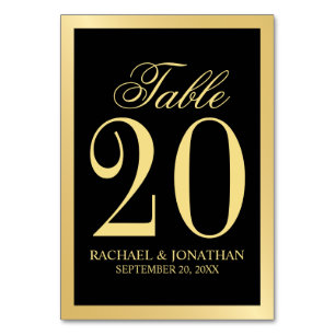 Elegant Black and Gold Wedding Table Number Kaart