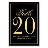 Elegant Black and Gold Wedding Table Number Kaart (Achterkant)