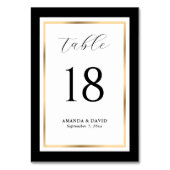 Elegant Black and Gold Wedding Table Number Kaart (Voorkant)