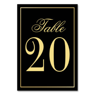 Elegant Black and Gold Wedding Table Number Kaart