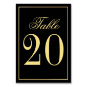 Elegant Black and Gold Wedding Table Number Kaart (Achterkant)