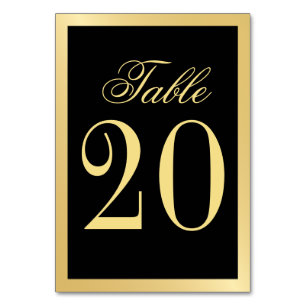 Elegant Black and Gold Wedding Table Number Kaart