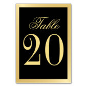Elegant Black and Gold Wedding Table Number Kaart (Voorkant)