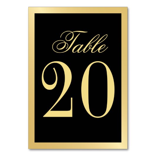 Elegant Black and Gold Wedding Table Number Kaart (Voorkant)