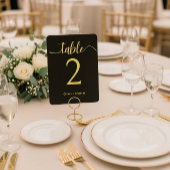 Elegant Black and Gold Wedding Table Number Reclamebord Met Voetstuk