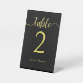 Elegant Black and Gold Wedding Table Number Reclamebord Met Voetstuk (Voorkant)