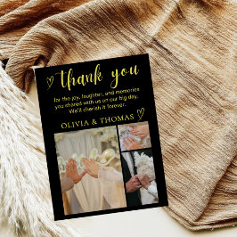 Elegant Black and Gold Wedding Thank You Card Bedankkaart