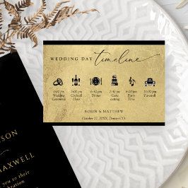 Elegant Black and Gold Wedding-tijdlijn Informatiekaartje