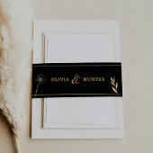 Elegant Black and Gold Wedding Uitnodigingen Wikkel