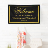 Elegant Black and Gold Wedding Welcome Spandoek (Insitu)